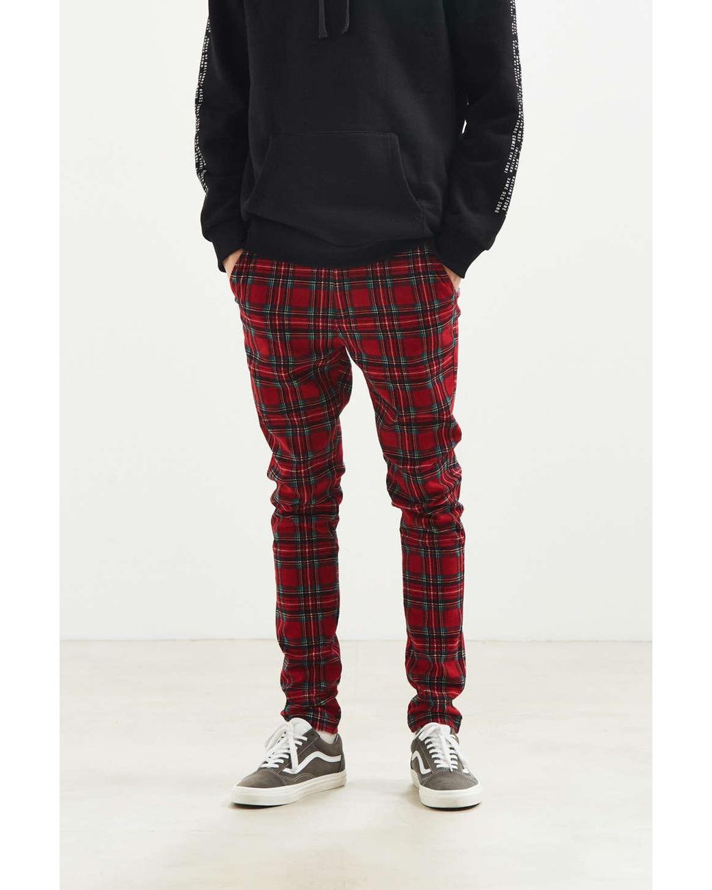 Urban Outfitters Uo Tartan Skinny Pant in Red for Men Lyst
