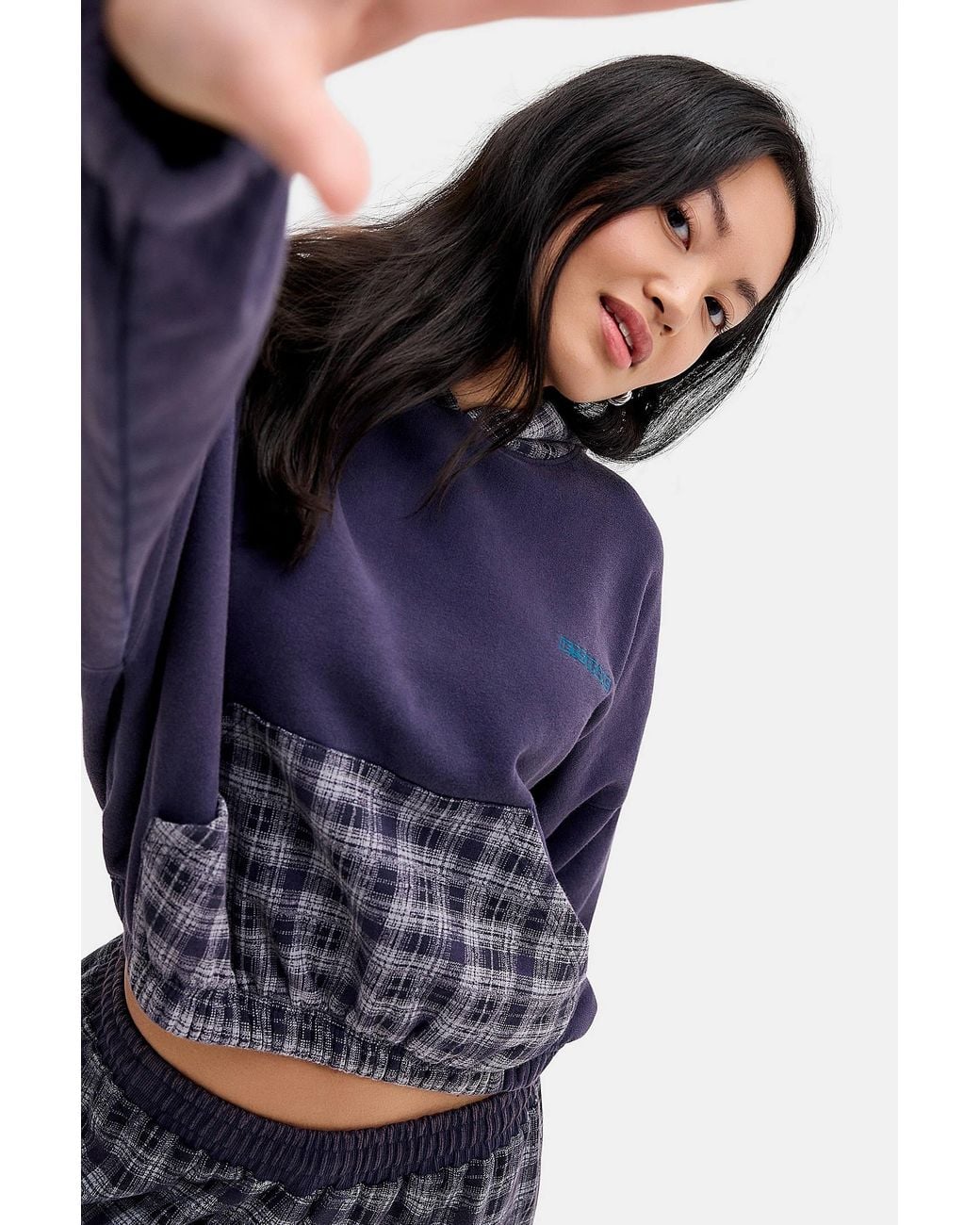 iets frans Blue Navy Bubble Hem Hoodie