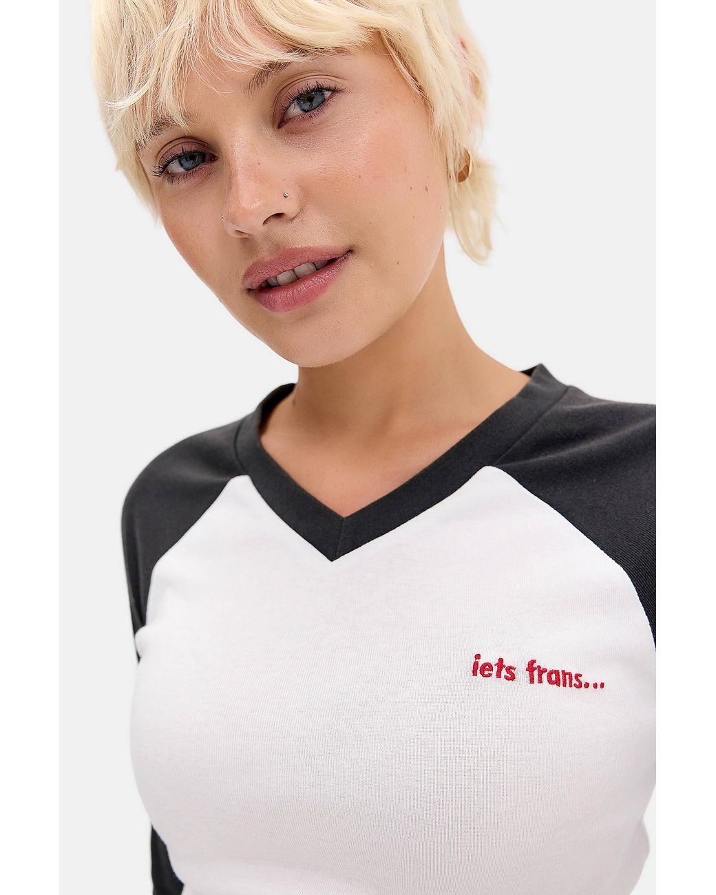 iets frans Black High V-neck Long Sleeve T-shirt