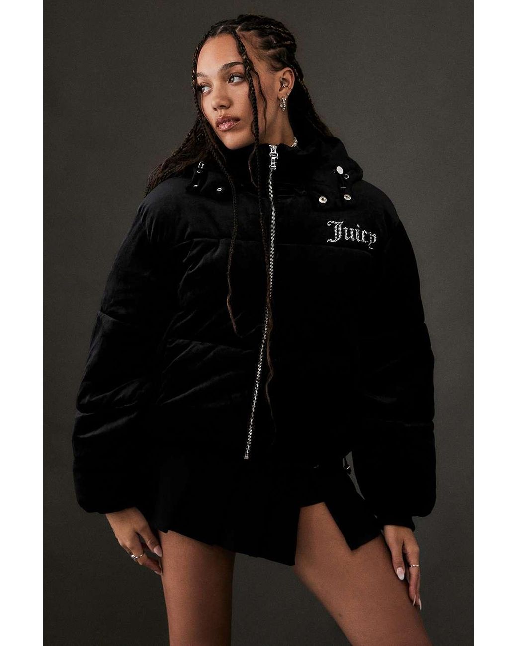 Juicy Couture Classic Velour Puffer Jacket in Black Lyst UK