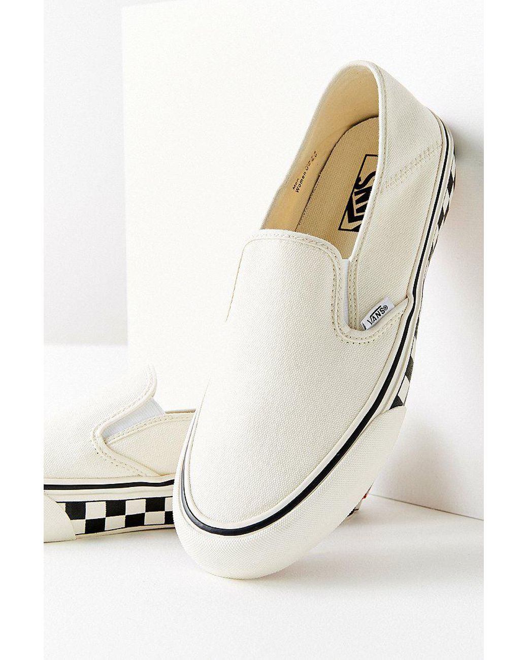 Vans Vans Slip-on Checkerboard Sidewall White Sneaker | Lyst
