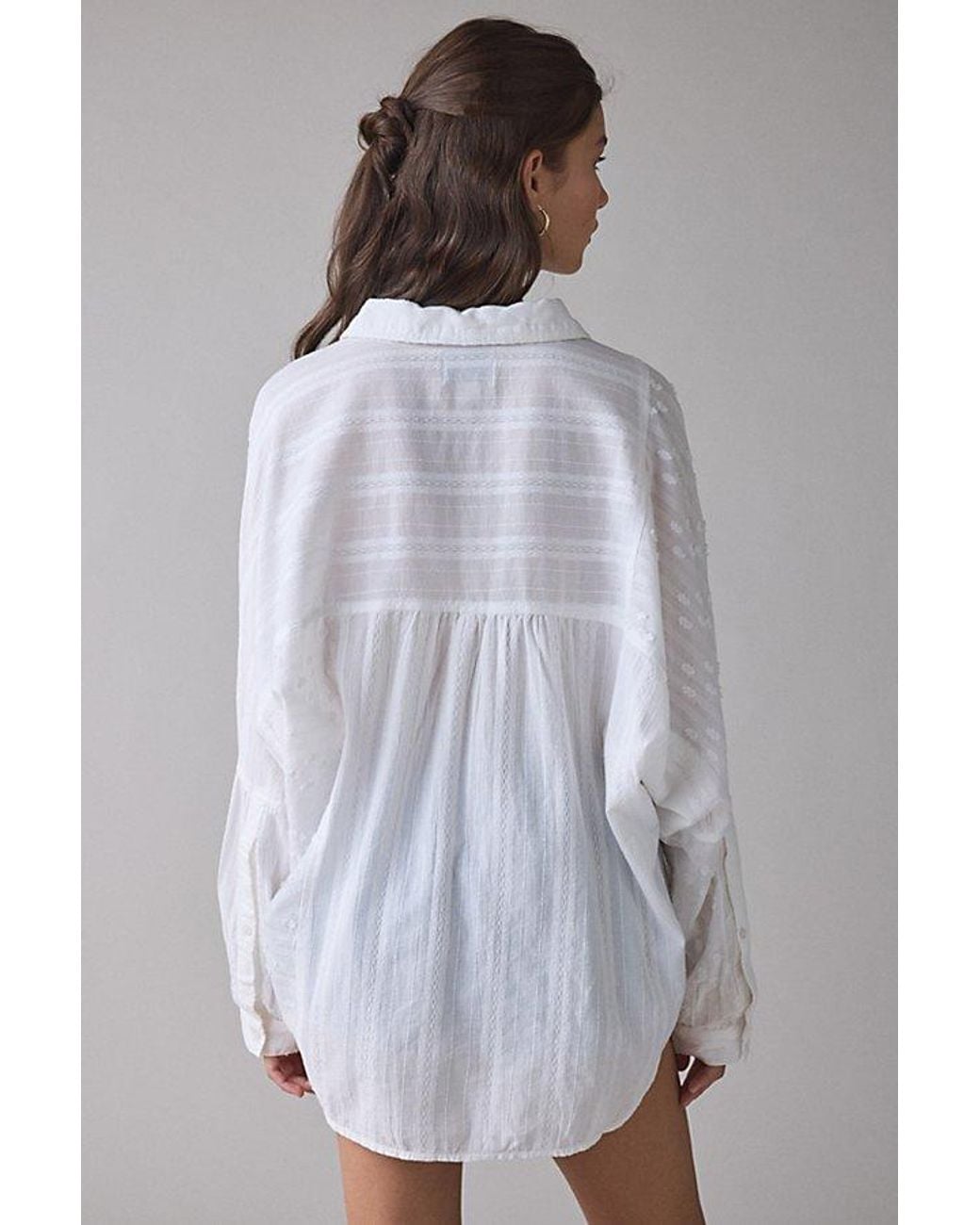 BDG Gray Alex Oversized Cotton Button-Down Shirt