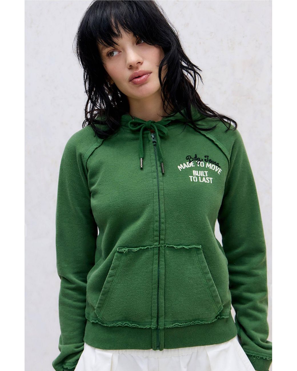 BDG Green Kodie Zip-through Hoodie