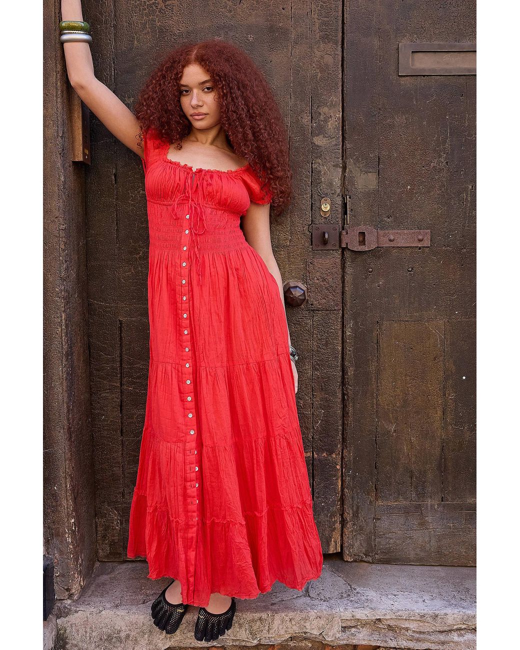 Kimchi Blue Red Samira Prairie Maxi Dress