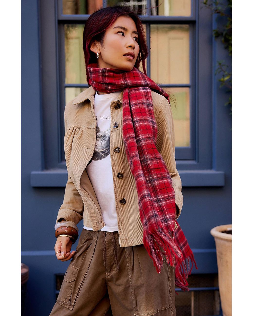 BDG Blue Helena Check Scarf