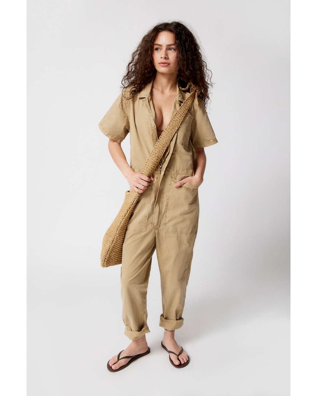 Alpha Industries Patch Pocket Coverall Jumpsuit in Natural