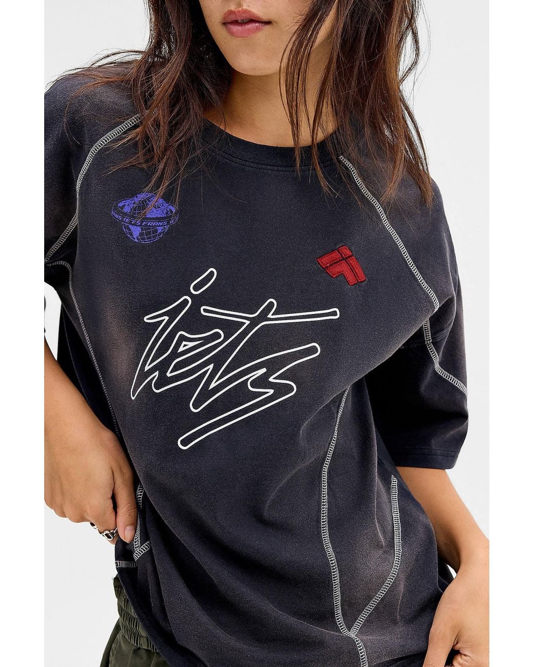 iets frans Blue Flatlock Seam Boyfriend Tee