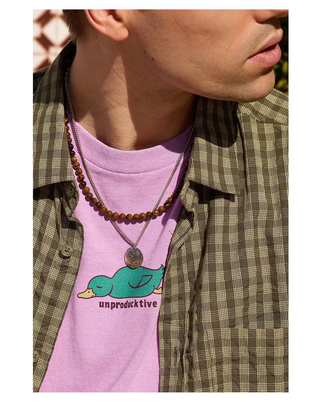 Urban Outfitters Uo Brown Stone Choker Necklace for men