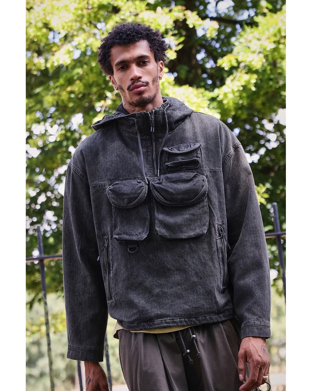 Ayker Green Pullover Multi-pocket Corduroy Jacket for men