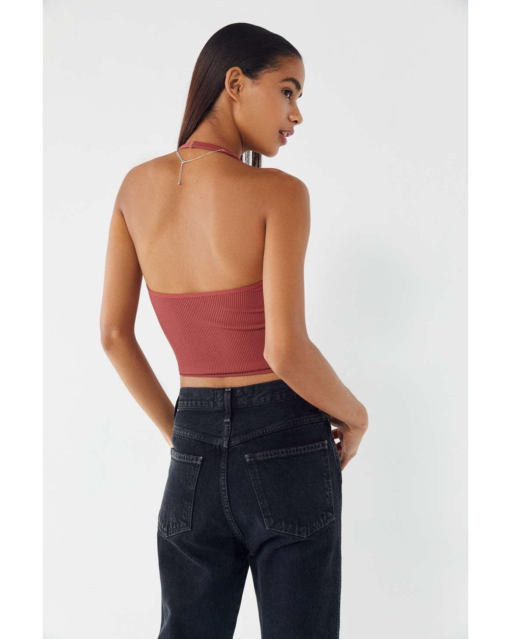 Out From Under Jackie Seamless Halter Neck Top in Red | Lyst