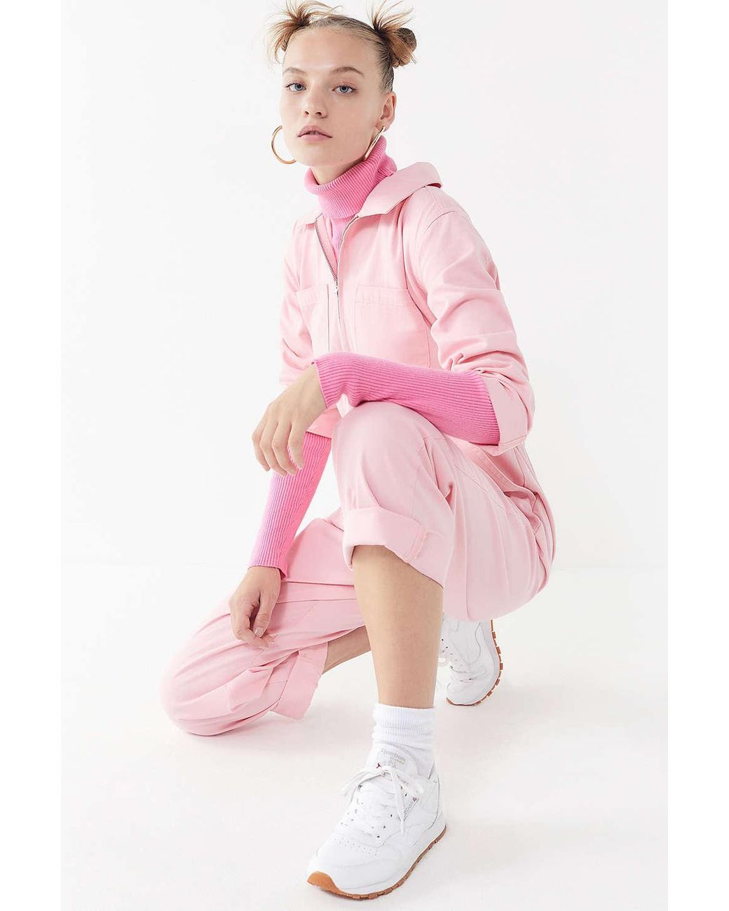 Urban Outfitters Cotton Uo Rosie Pink Utility Jumpsuit | Lyst