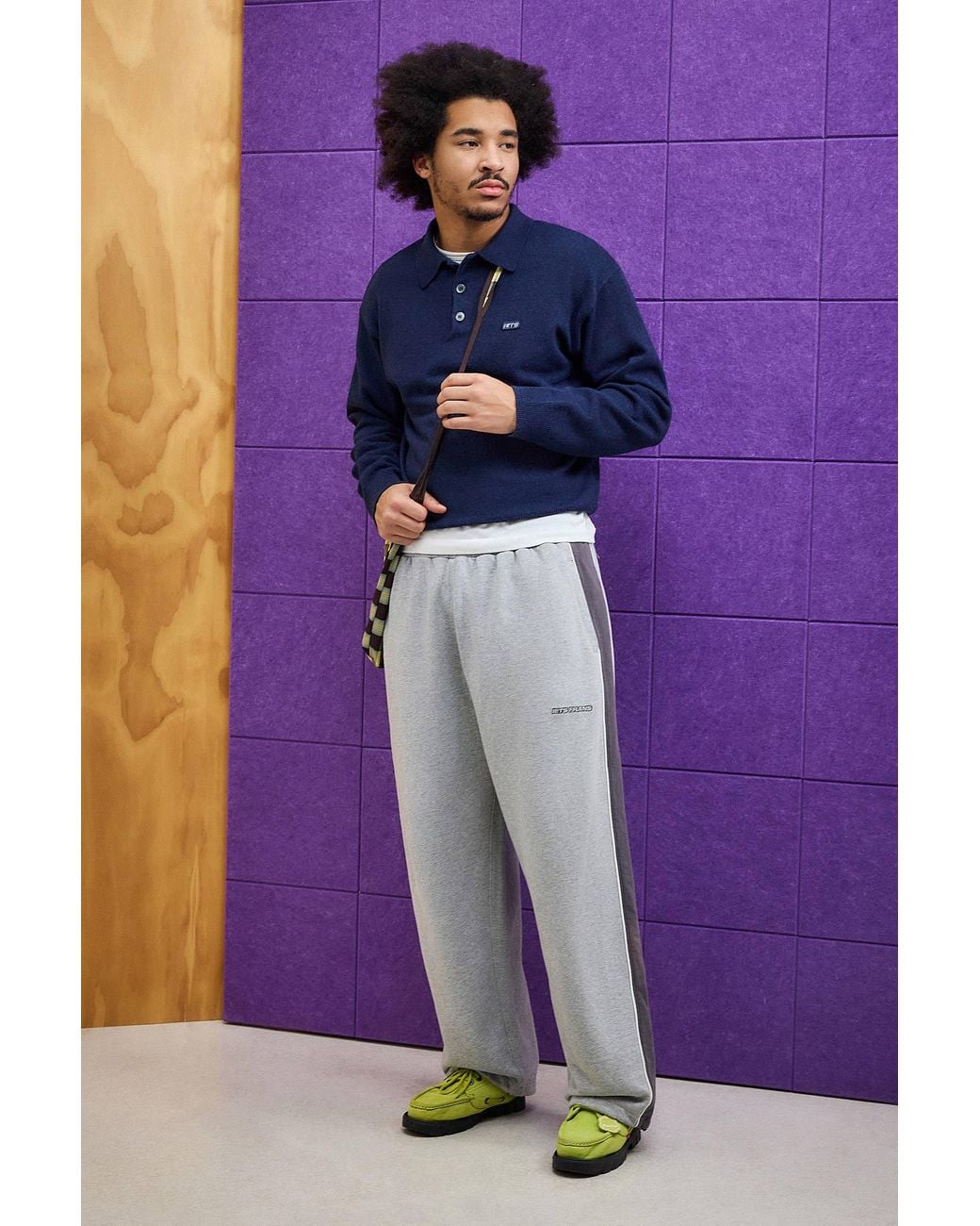 iets frans Gray Grey Panelled Harri Baggy Joggers for men