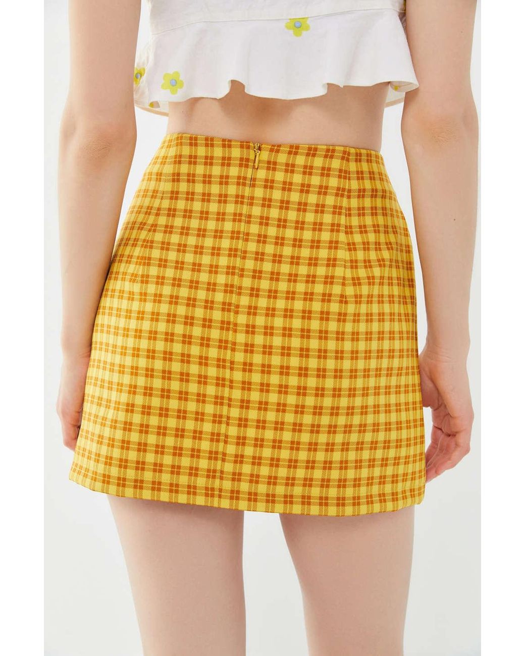 urban outfitters yellow plaid skirt