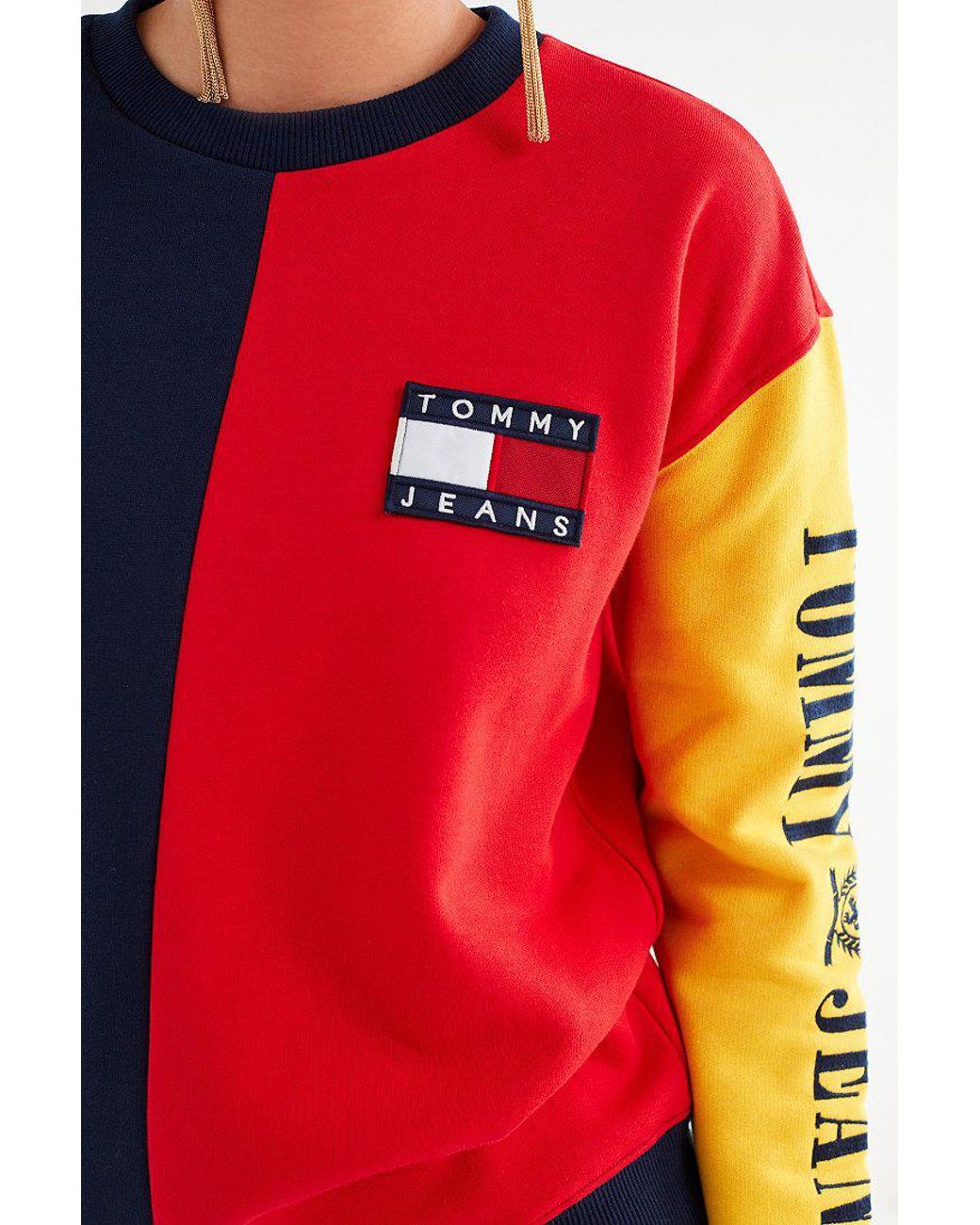 Tommy Hilfiger Tommy Jeans '90s Colorblock Sweatshirt in Red | Lyst