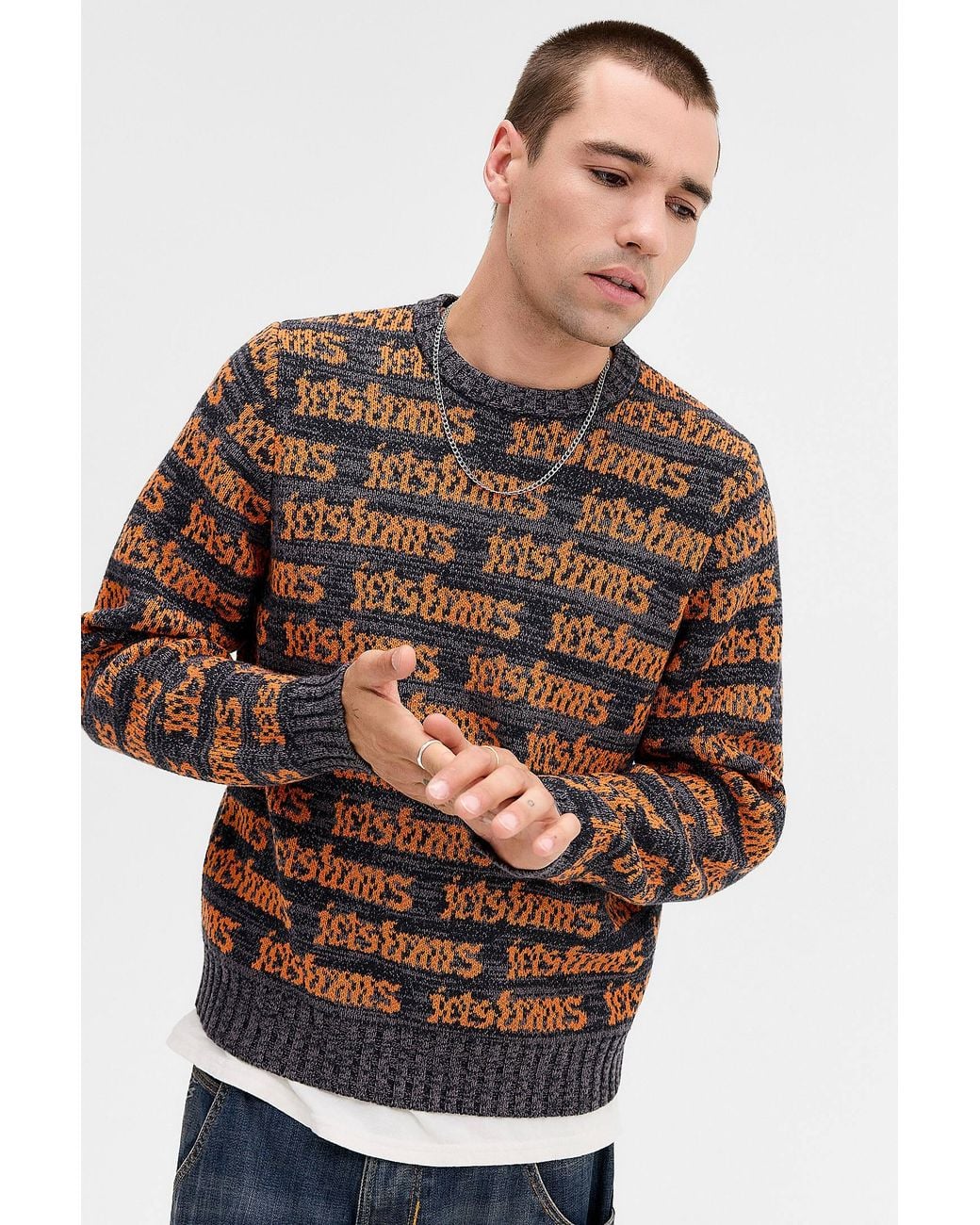 Urban Outfitters Orange Iets Frans. Typography Crew Jumper for men