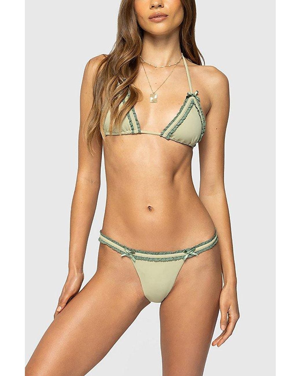Edikted Green Mandy Triangle Bikini Top