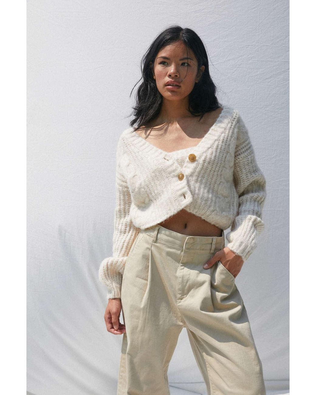 ivory cropped cardigan