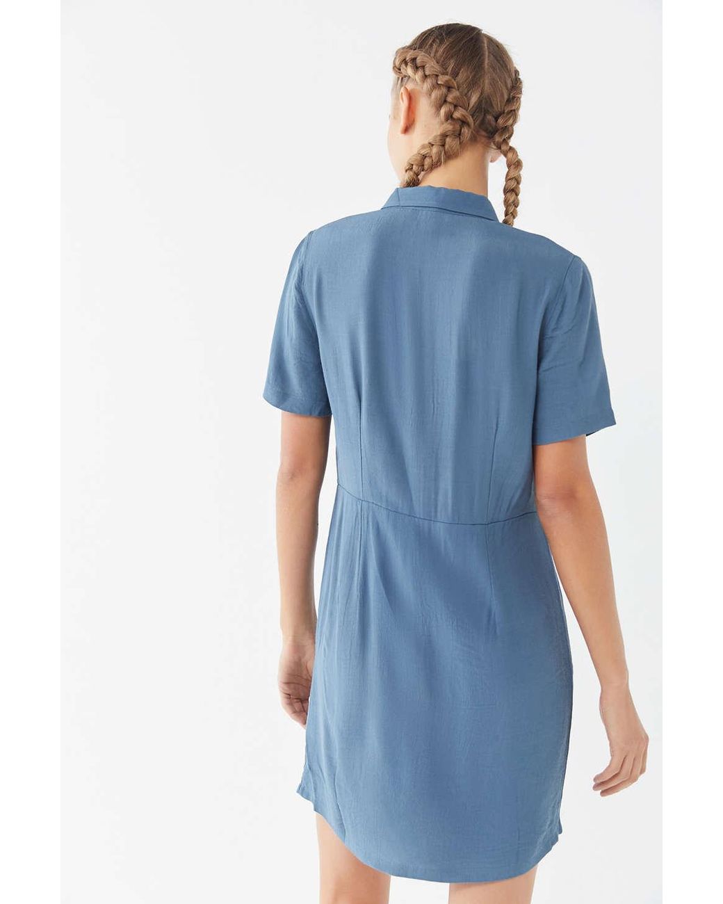 Urban Outfitters Uo Lou Collared Mini Shirt Dress in Blue | Lyst