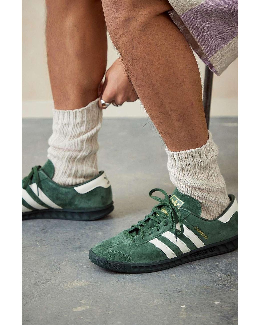 Men's adidas top green hamburg trainers