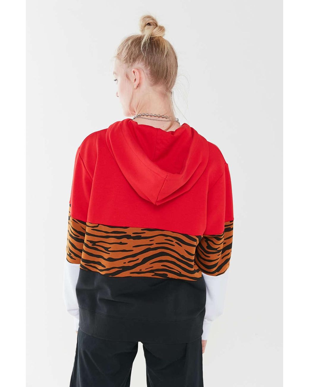 Nike Colorblock Animal Print Hoodie Sweatshirt in Red | Lyst