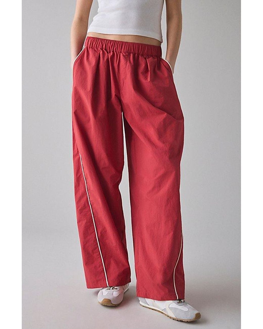 BDG Best Yet Baggy Wide Leg Track Pants in Red | Lyst