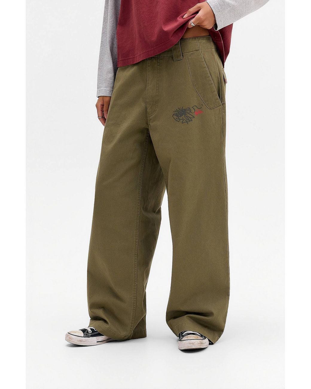 Quiksilver Green Uo Exclusive Khaki Baggy Trousers
