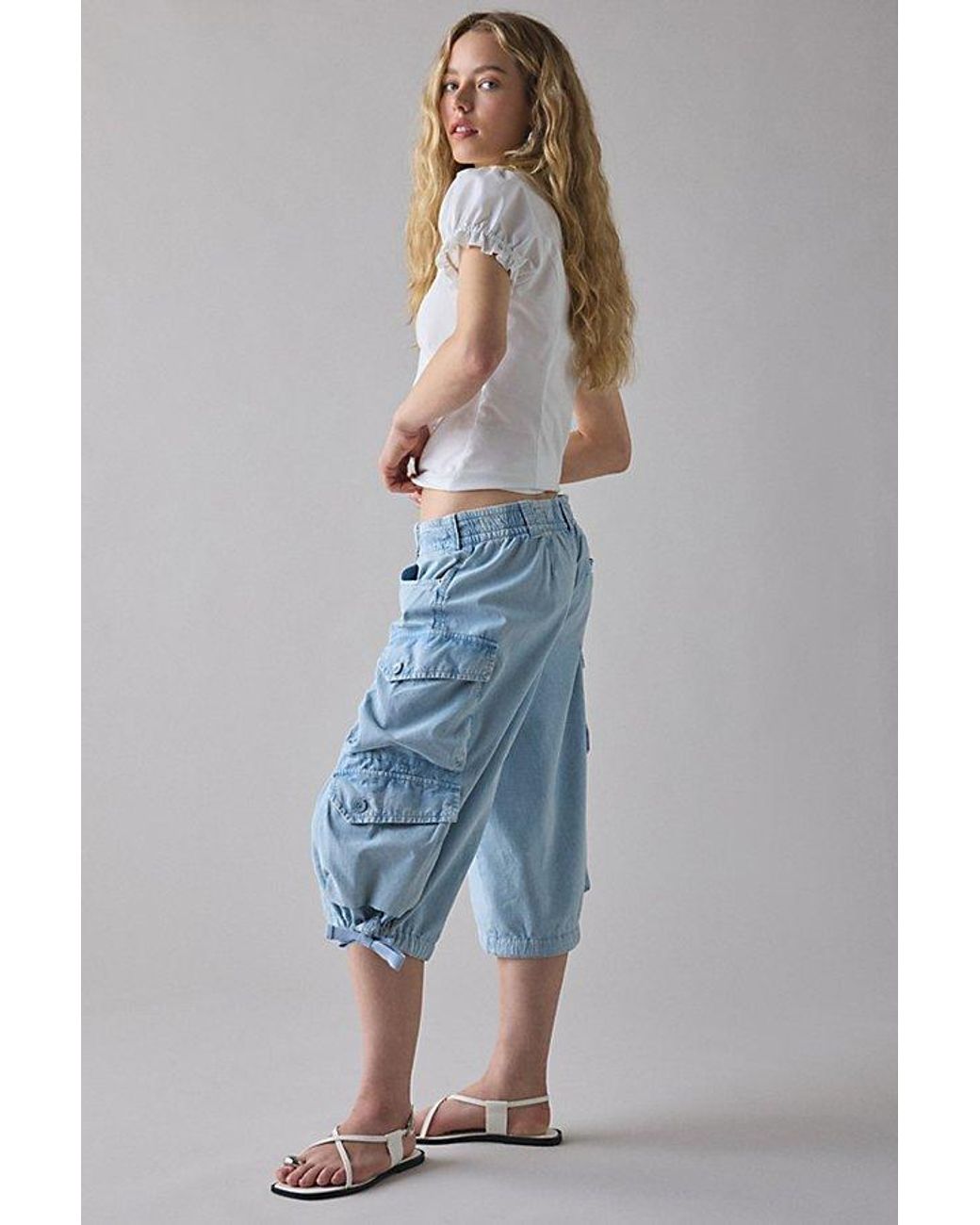 BDG Blue Omaha Mid-Rise Baggy Utility Jort