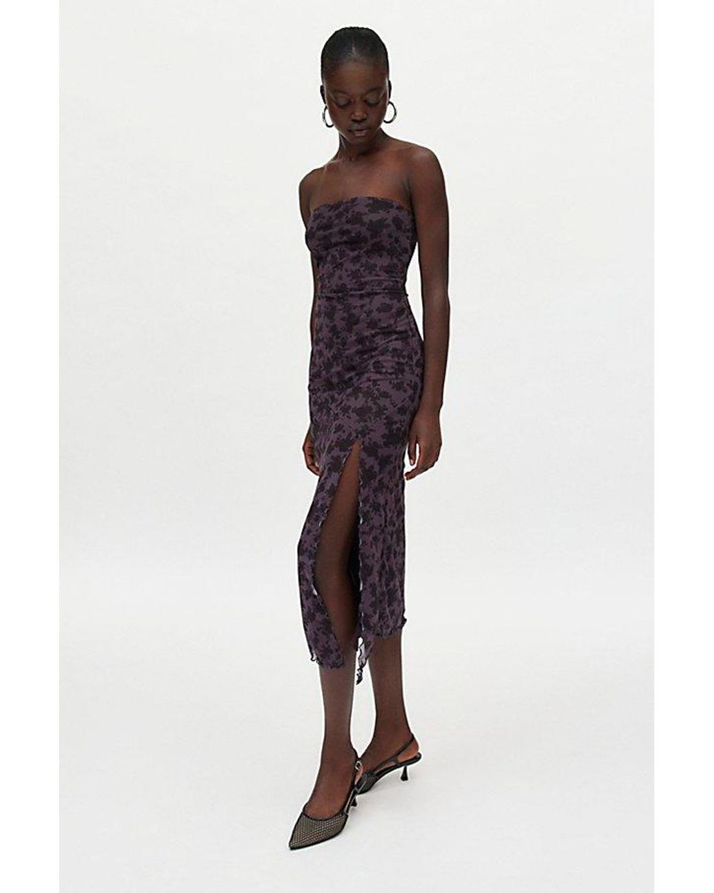 samara mesh strapless midi dress Midi Dress Homecoming Dresses Urban Outfitters Urban Outfitters Uo Samara  Mesh Strapless Midi Dress In Pink
