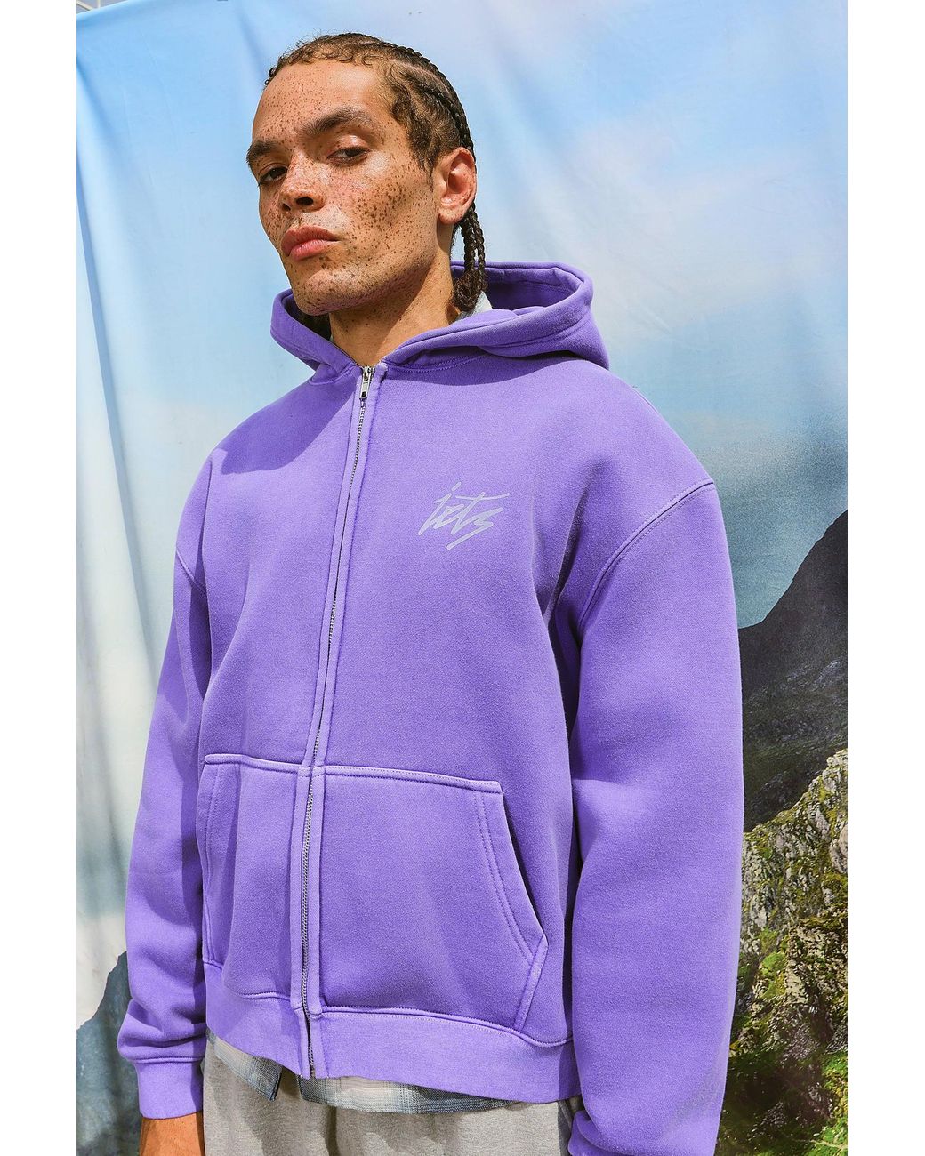 iets frans Purple Script Zip-through Hoodie for men