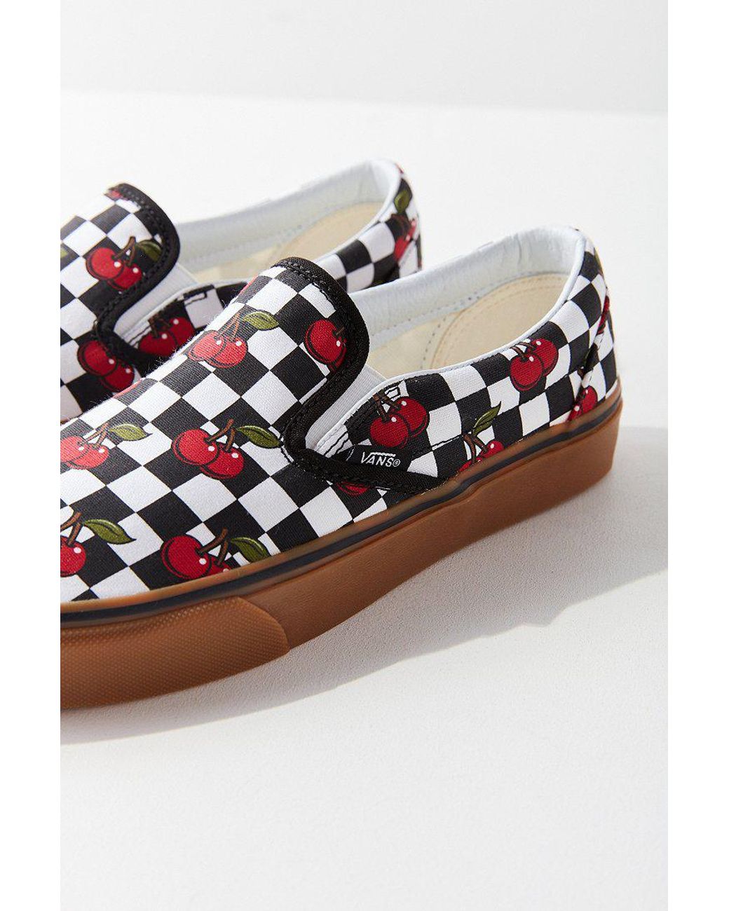 Vans Vans Cherry Checkerboard Classic Slip-on Sneaker in Black | Lyst