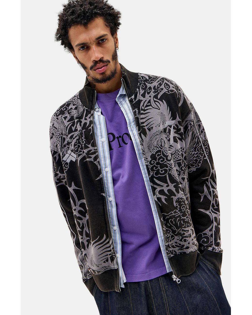 iets frans Blue Asiatic Dragon Track Top for men