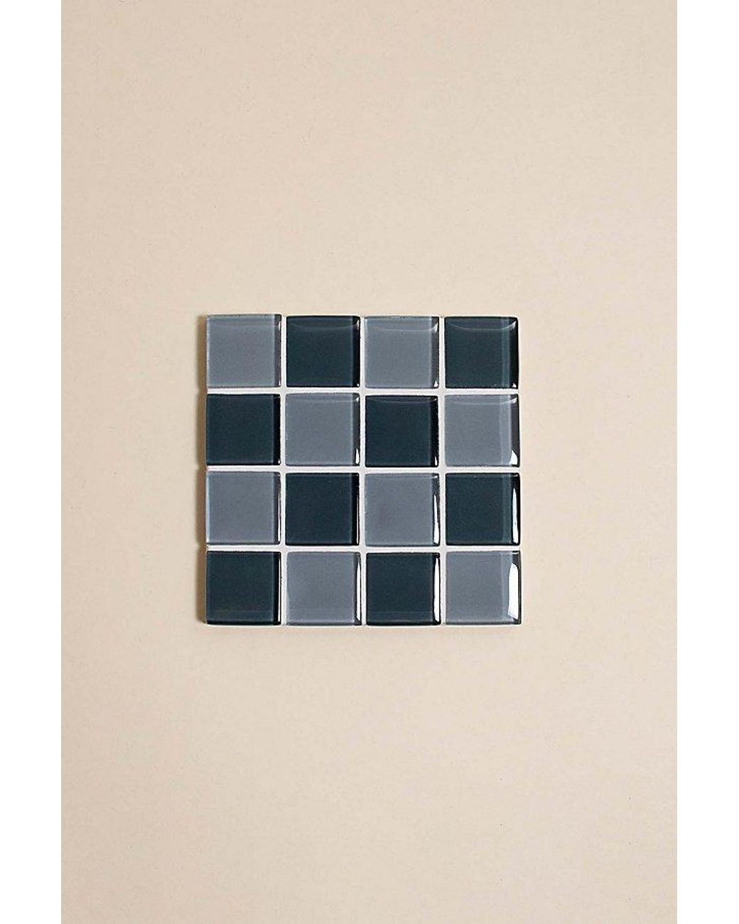 Subtle Studios Natural Checkered Glass Tile Coaster