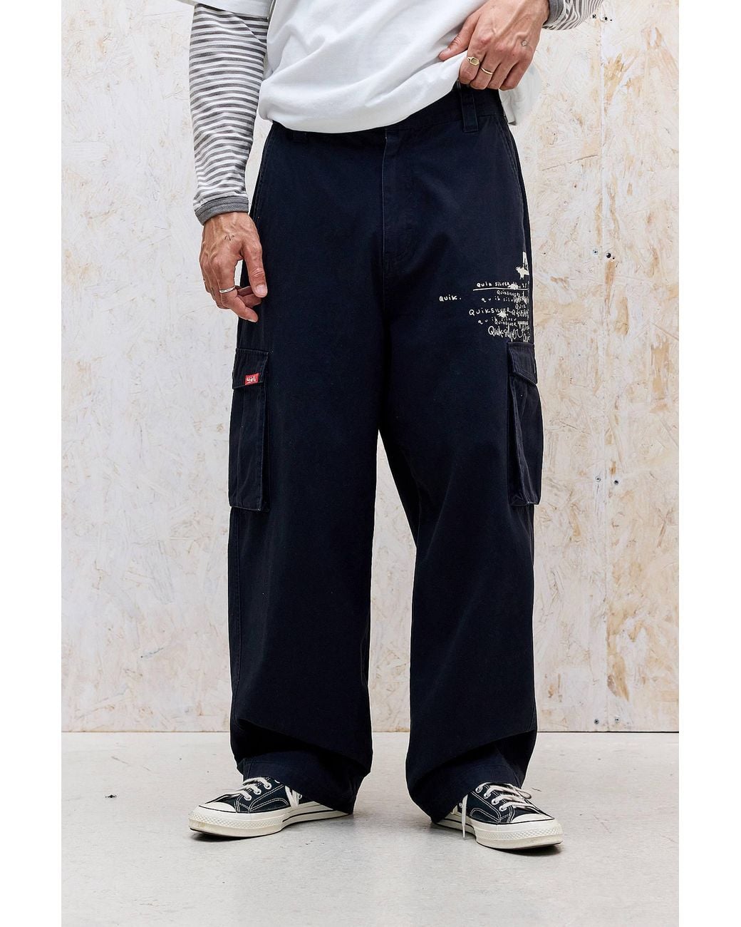 Quiksilver Blue Quicksilver Uo Exclusive Washed Black Cargo Trousers for men