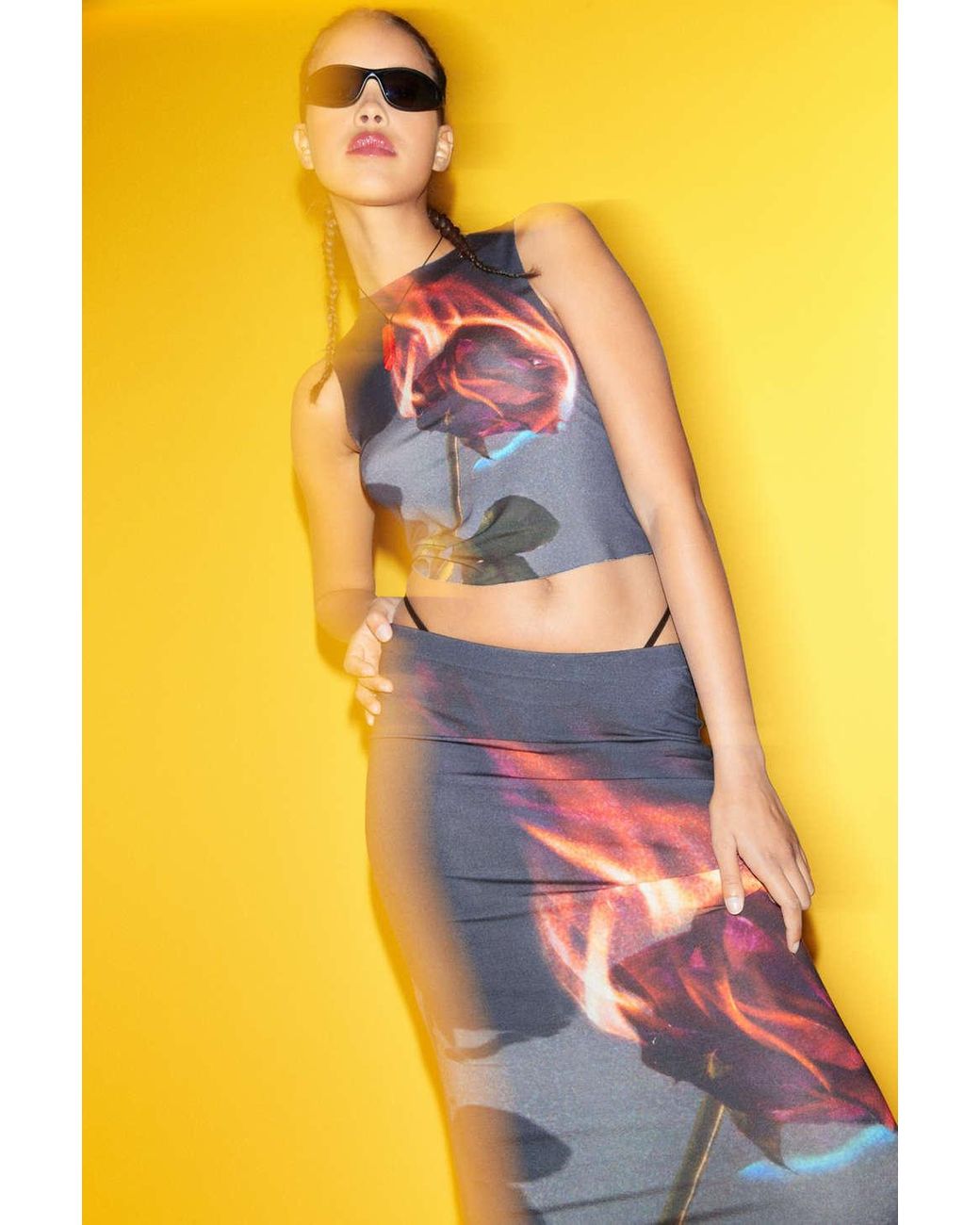 Jaded London Flaming Rose Cropped Top in Yellow Lyst