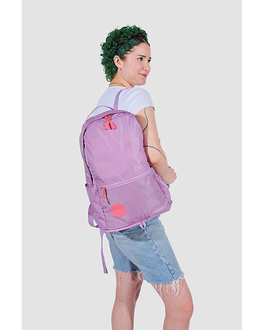 BABOON TO THE MOON Pink Packable Backpack