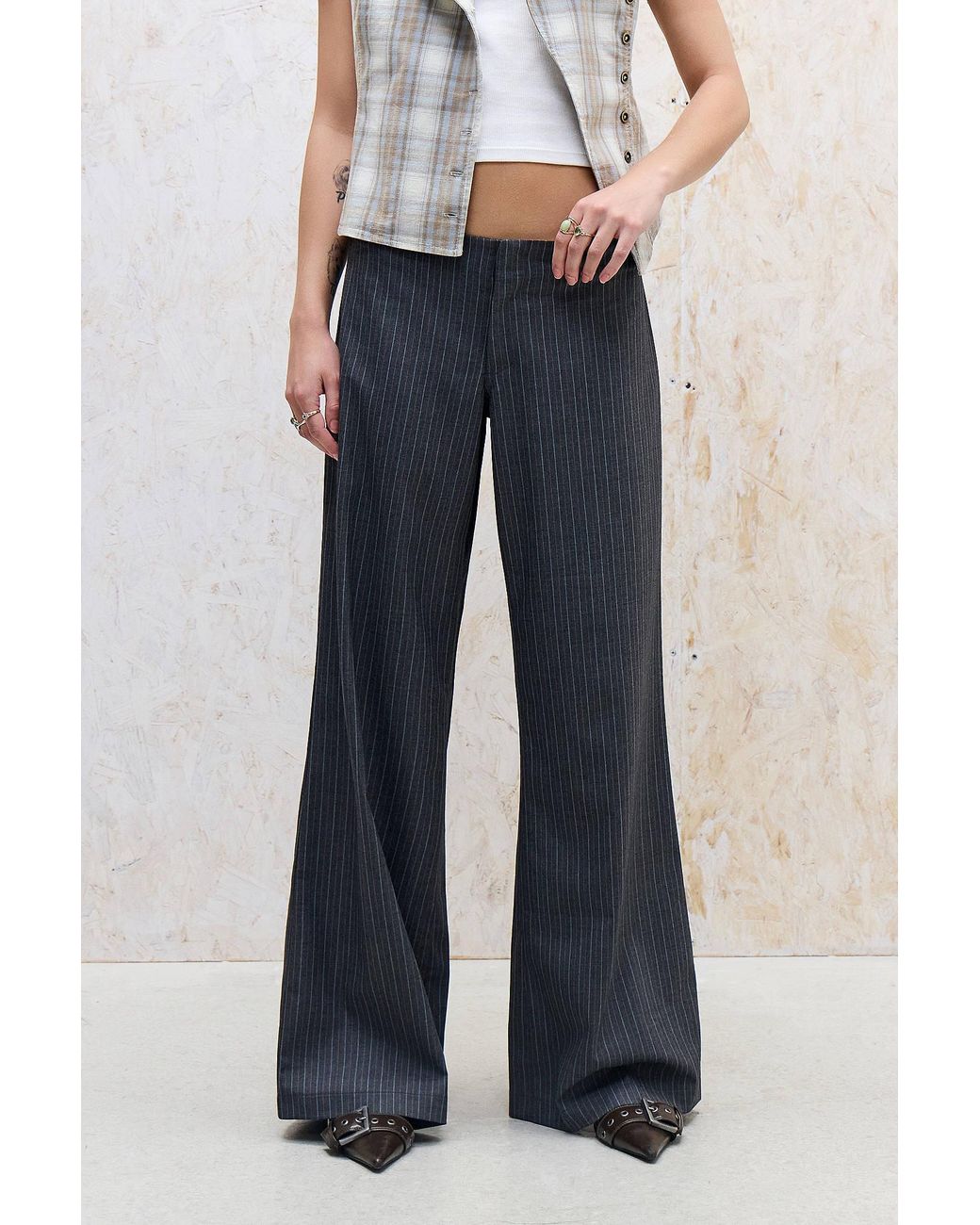 Urban Outfitters Blue Uo Tally Low Rise Trousers