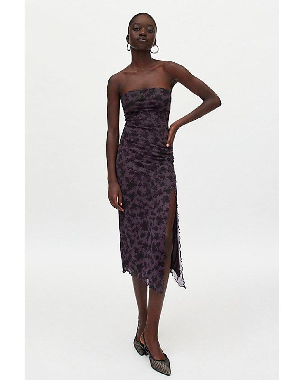 burgundy dress urban outfitters Uo Samara Mesh Strapless Midi in Blue Chiffon Colors:Blush Pink 802 Style_Circular Antonio Brown at LIVONSUNDAY