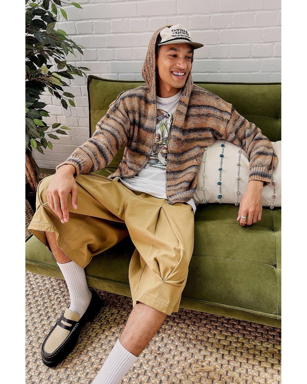 Ayker Green Hollie Stripe Zip-through Hoodie for men