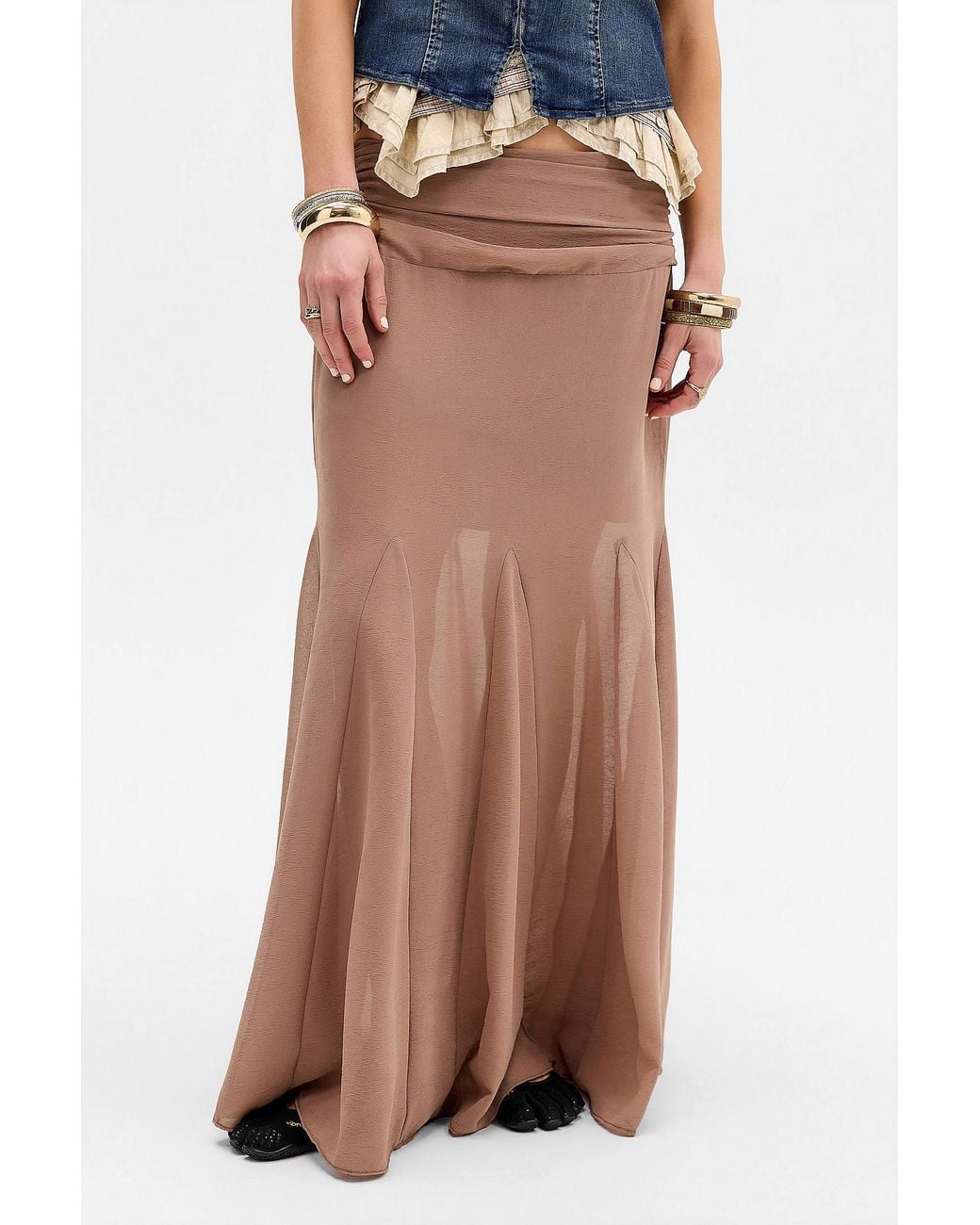 Urban Outfitters Brown Uo All About Town Maxi Skirt