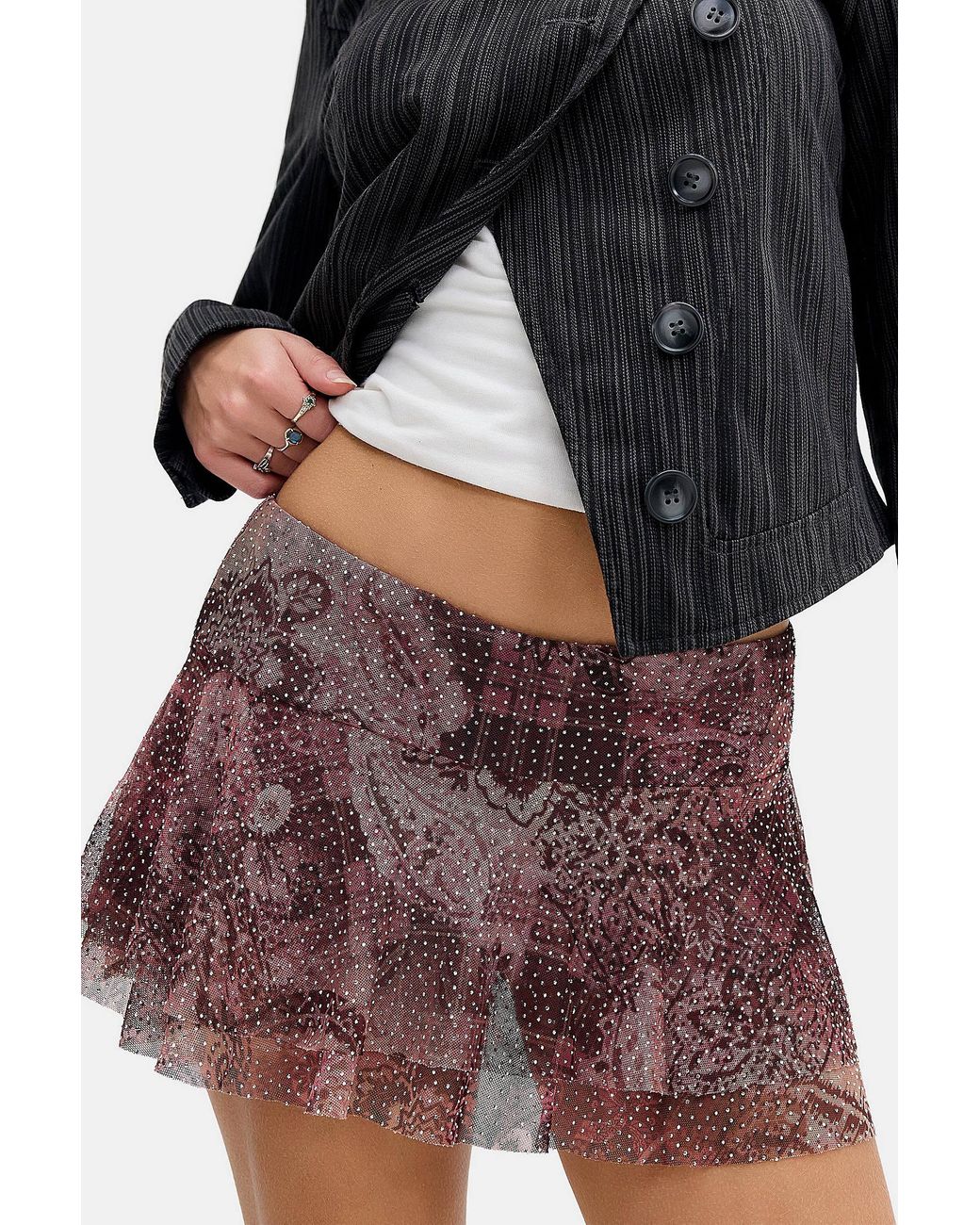 Urban Outfitters Multicolor Uo Belle Hotfix Mesh Mini Skort