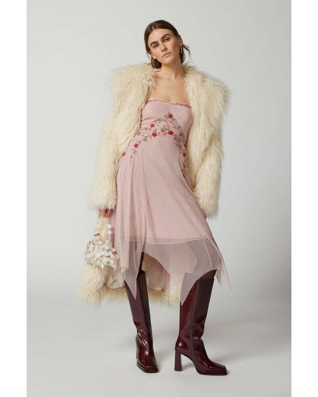 Midi Dress Urban Outfitters Formal Dresses Urban Outfitters Uo Verity  Embellished Strapless Midi Dress In Mauve,