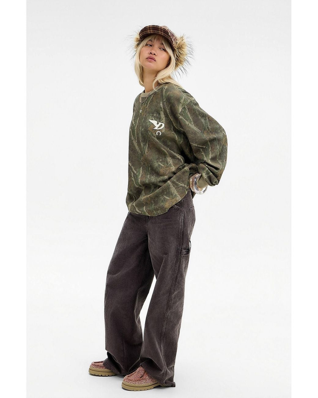 Dickies Green Camo Brandenton Waffle Long Sleeve Tee Xs At Urban Outfitters