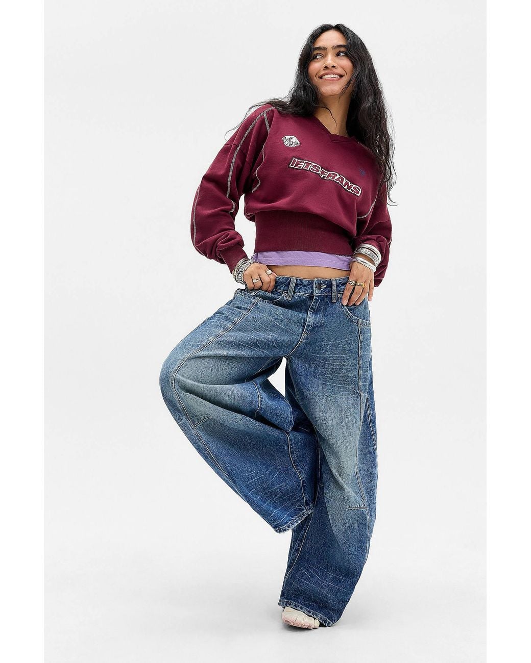 iets frans Blue Cinched Crop Sweatshirt