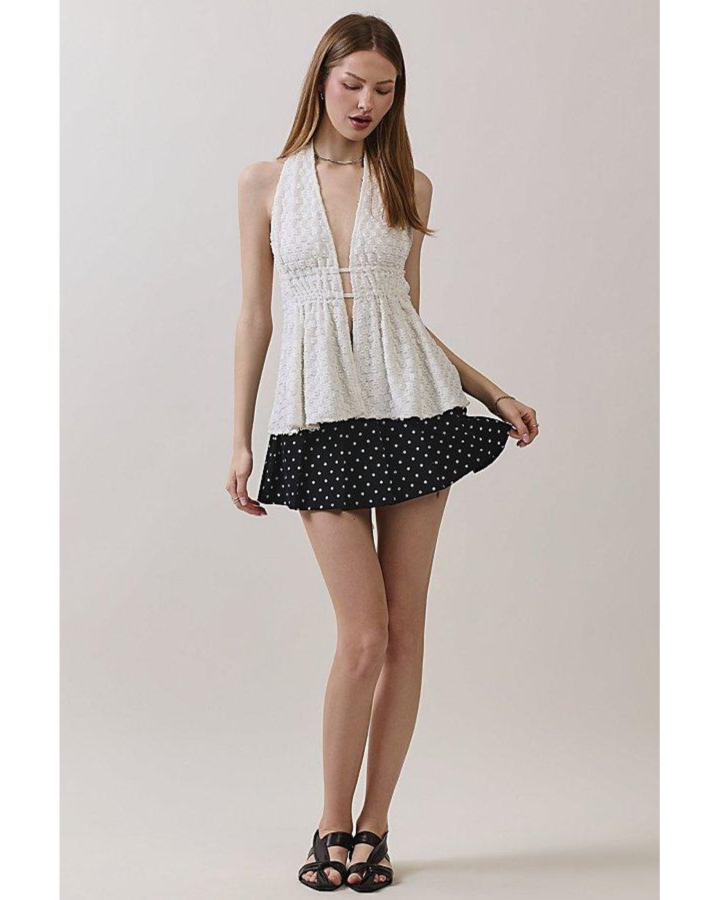 Personal Code Black Mabel Polka Dot Pleat Mini Skort