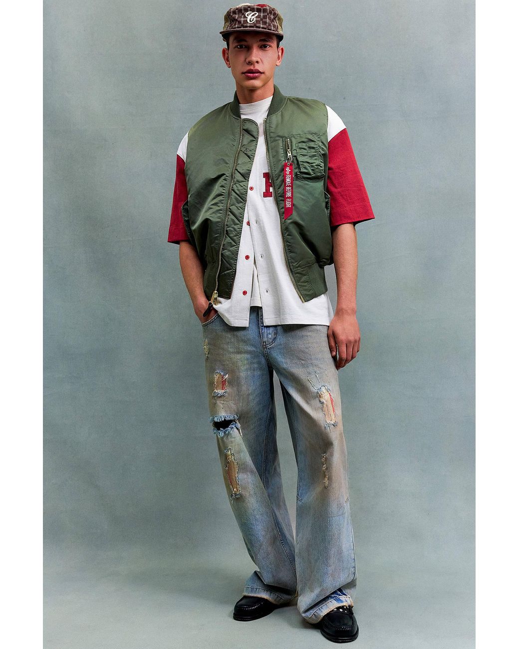 Alpha Industries Green Ma-1 Vintage Bomber Jacket Vest for men