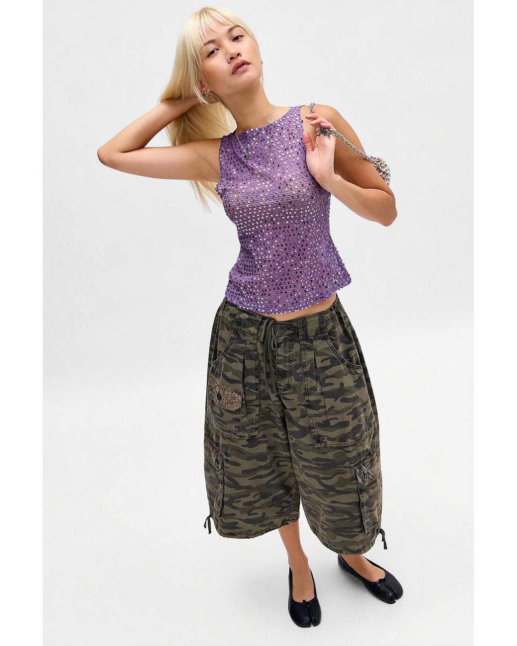 Motel Purple Dudley Sequin Vest Top Jacket