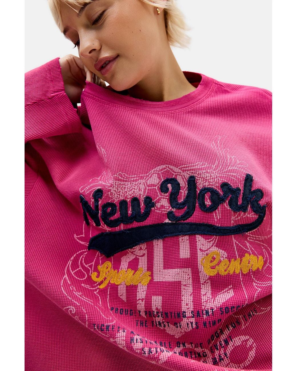 BDG Pink Luca New York Waffle Tee