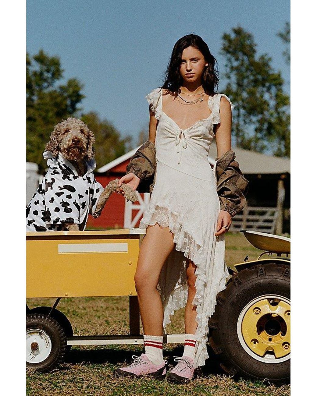 Urban Outfitters Uo Hyacinth Lace Spliced Midi Dress in White | Lyst Urban Outfitters Uo Hyacinth Lace Spliced Midi Dress in White | Lyst