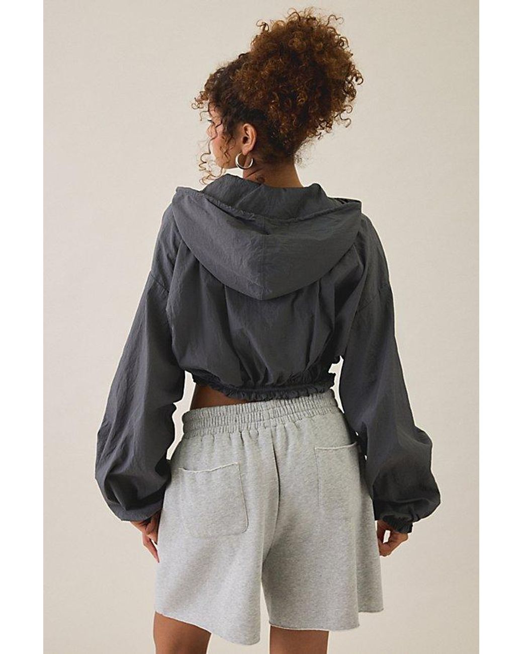 Out From Under Gray Cloud 9 Cinched Zip-Up Nylon Jacket