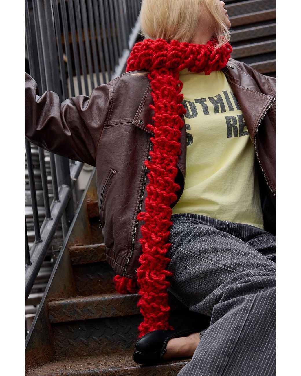 Urban Outfitters Red Uo Margot Loop Scarf